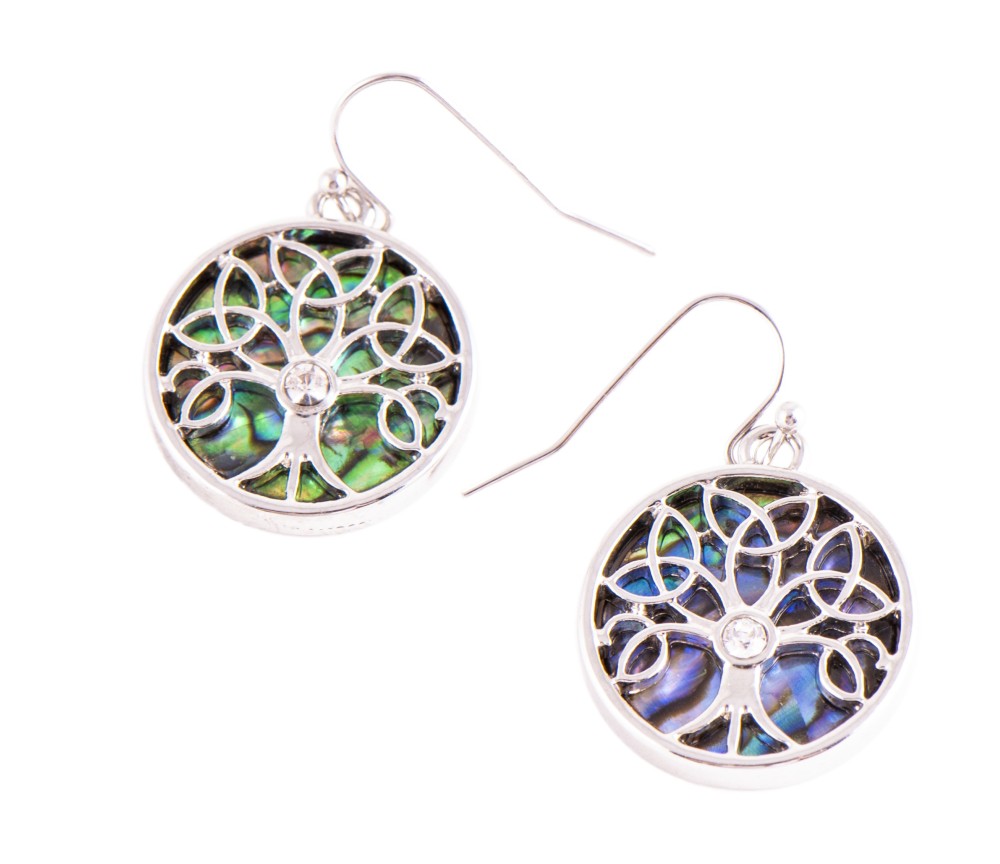 Ohrringe - Tree of Life - mit Rhodium Imitaten