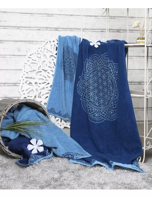 Spirit of OM - Frotteetücher Happy Flower of Life - ozeanblau/azur