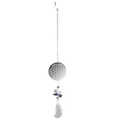 Hängende Dekoration - Suncatcher Blume des Lebens - aus Edelstahl & Kristallen ca. 27 cm