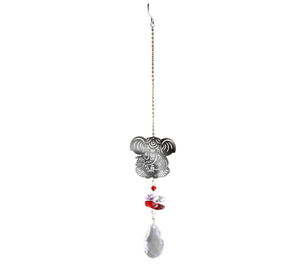 Hängende Dekoration - Suncatcher Ganesha - aus Edelstahl & Kristallen ca. 27 cm