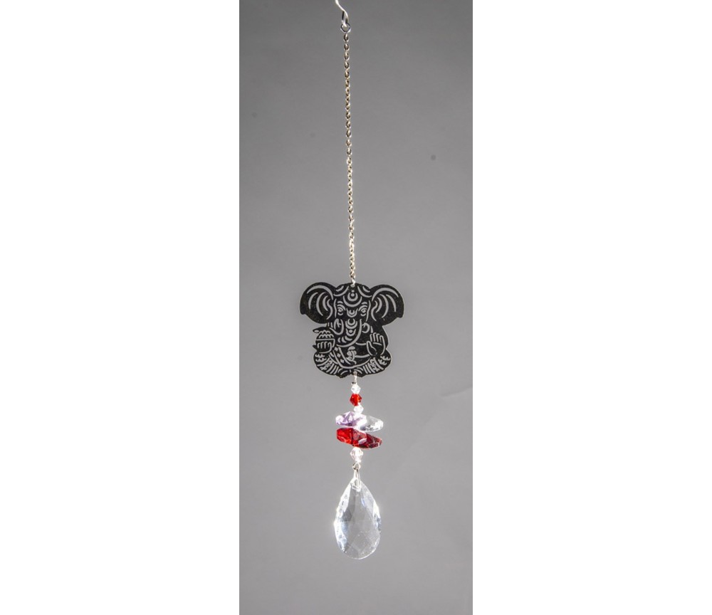 Hängende Dekoration - Suncatcher Ganesha - aus Edelstahl & Kristallen ca. 27 cm