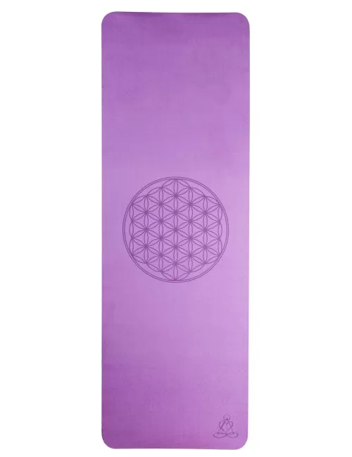 Yogamatte mit Blume des Lebens - 6 mm - TPE ecofriendly - dunkellila/zartlila