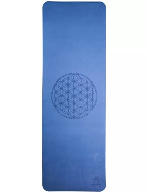 Yogamatte mit Blume des Lebens - 6 mm - TPE ecofriendly - dunkelblau/hellblau