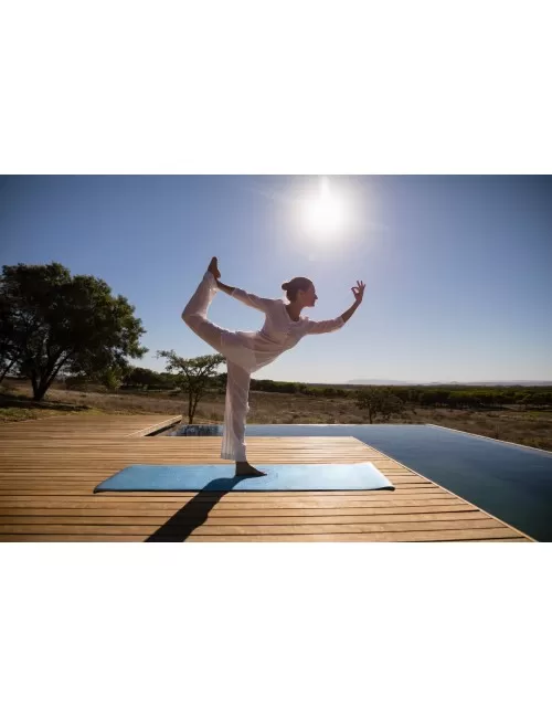 Yogamatte mit Blume des Lebens - 6 mm - TPE ecofriendly - dunkelblau/hellblau