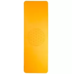 Yogamatte mit Blume des Lebens - 6 mm - TPE ecofriendly - orange/grau