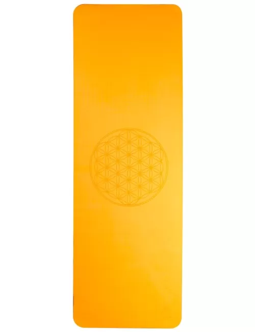 Yogamatte mit Blume des Lebens - 6 mm - TPE ecofriendly - orange/grau