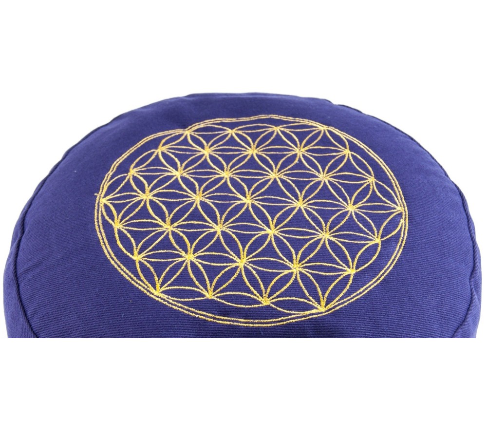 Meditationskissen - lila - Blume des Lebens - mit Buchweizen gefüllt 30 x 15 cm