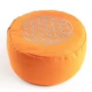 Meditationskissen - orange - Blume des Lebens - mit Buchweizen gefüllt 30 x 15 cm