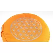 Meditationskissen - orange - Blume des Lebens - mit Buchweizen gefüllt 30 x 15 cm