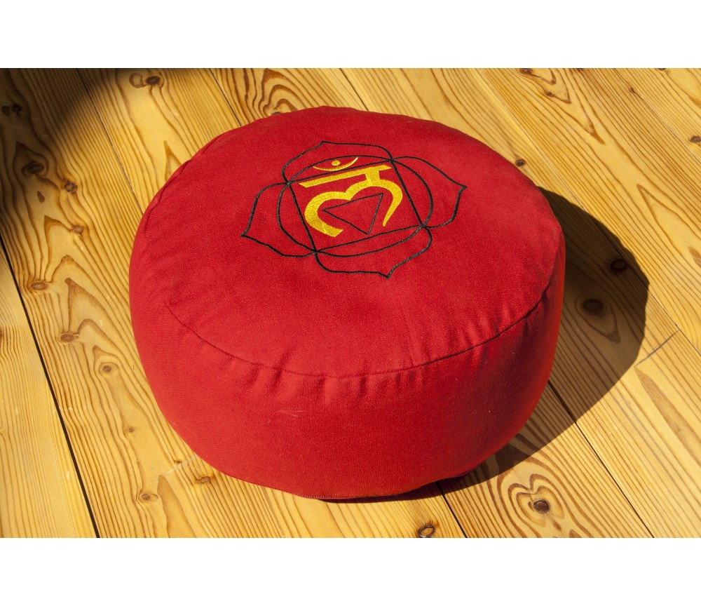 Meditationskissen - Wurzelchakra - mit Buchweizen gefüllt 36 x 15 cm