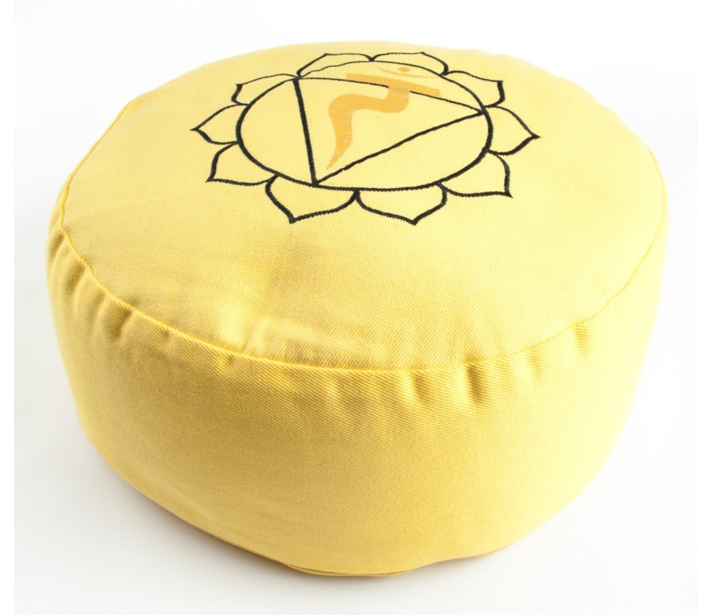Meditationskissen - Solarplexuschakra - mit Buchweizen gefüllt 36 x 15 cm