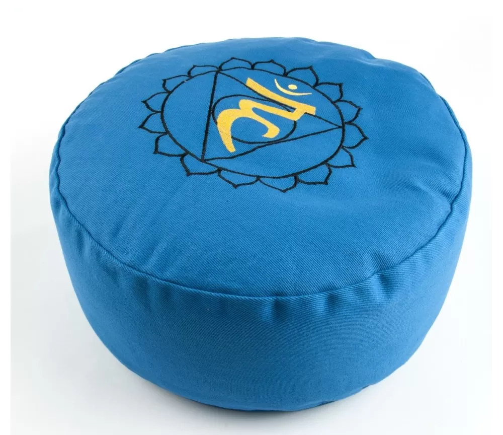 Meditationskissen - Kehlchakra - mit Buchweizen gefüllt 36 x 15 cm