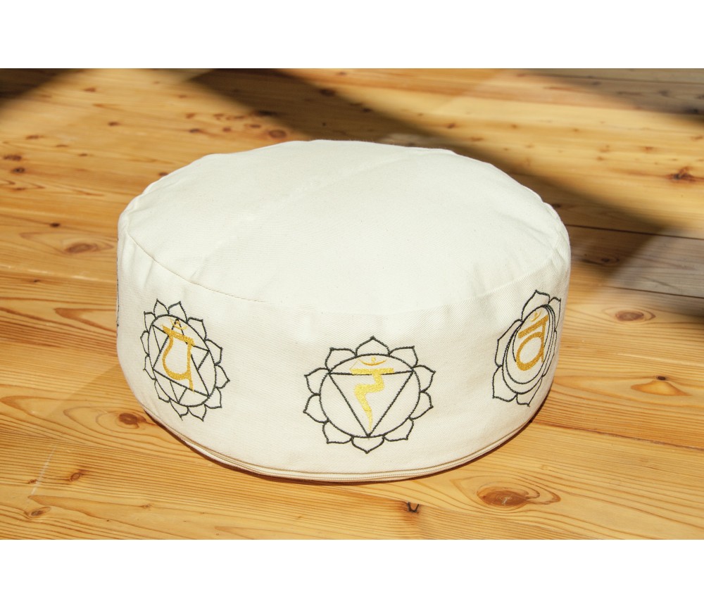 Meditationskissen - Chakra 7 er Set - mit Buchweizen gefüllt - je Kissen 36 x 15 cm