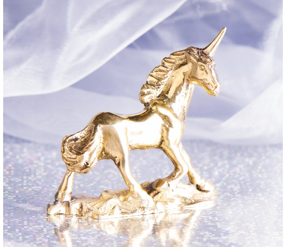 Statue - Einhorn - Messing, poliert ca.6x7cm