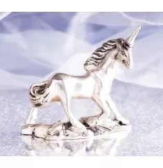 Statue - Einhorn - Messing, Messing versilbert ca.6x7cm