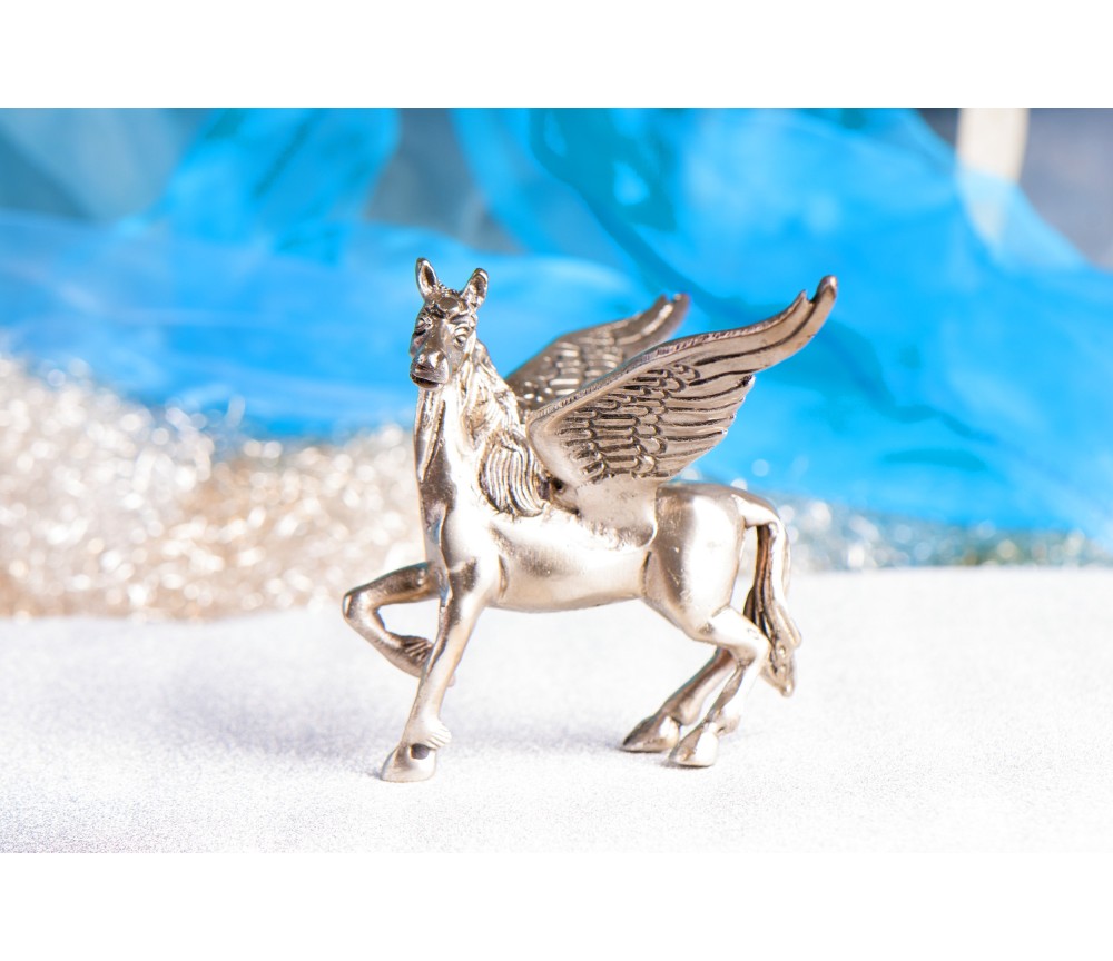 Statue - Pegasus - Messing, Messing versilbert ca.10 cm