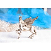 Statue - Pegasus - Messing, Messing versilbert ca.10 cm