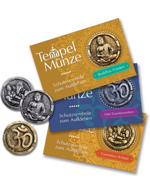 Tempelmünze Buddha - Schutzsymbole zum Aufkleben - aus Messing