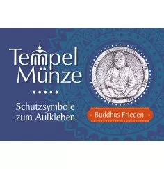 Tempelmünze Buddha - Schutzsymbole zum Aufkleben - aus Messing versilbert