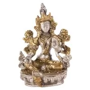 Statue - Grüne Tara versilbert ca. 9,5 cm