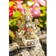 Statue - Grüne Tara versilbert ca. 9,5 cm