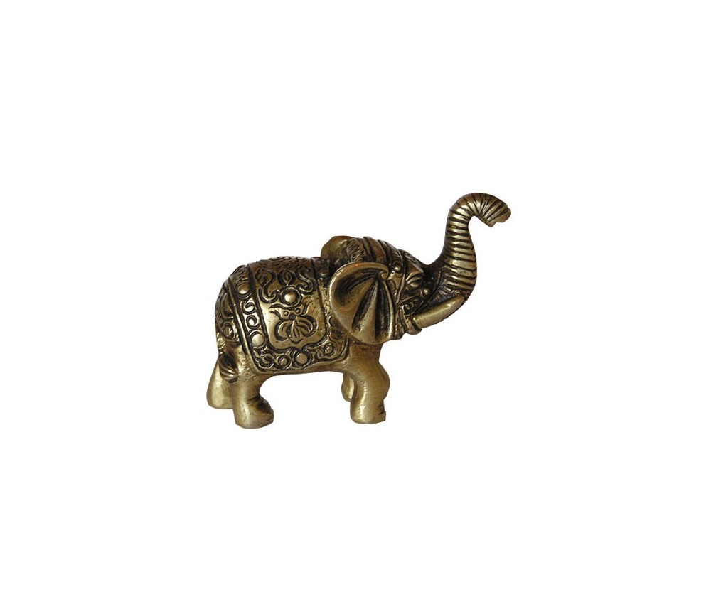Statue - Baby Elefant mit Gravur - Messing - ca. 5,5 cm