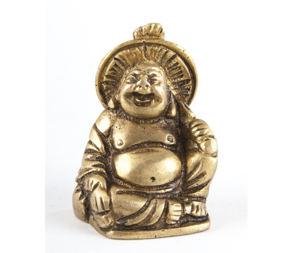 Statue-  Happy Buddha ca. 4,5 cm - aus Messing