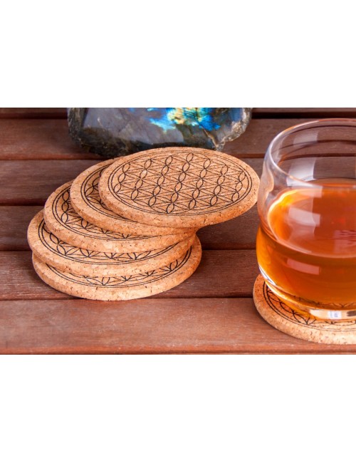 Getränkeuntersetzer - Blume des Lebens - aus Kork