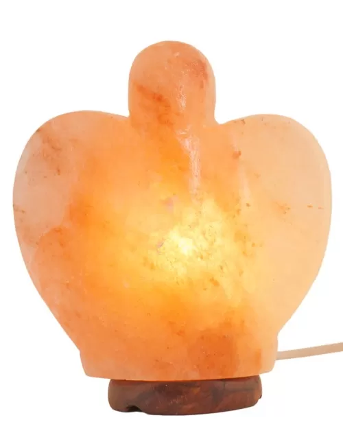 Lampe - Salzkristall - Engel mit Holzsockel ca. 19cm