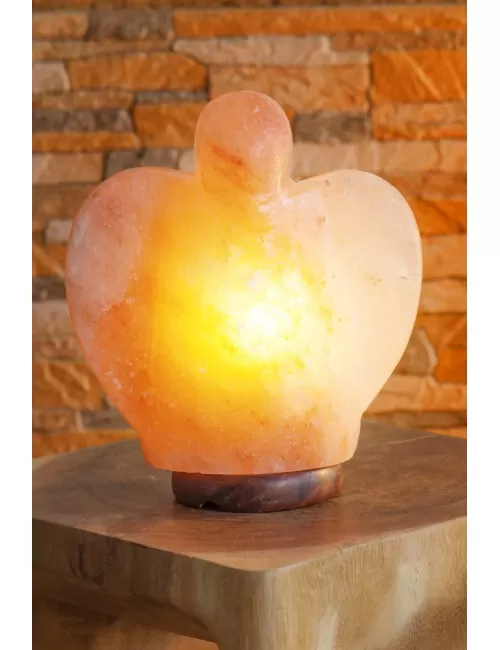 Lampe - Salzkristall - Engel mit Holzsockel ca. 19cm