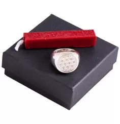 Siegel-Ring Set - Blume des Lebens - inkl.silbender Siegelring und rotes Siegelwachs