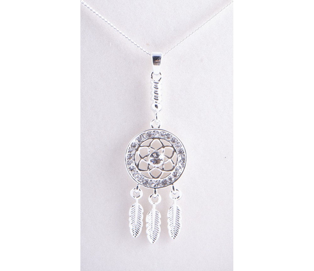 Kette mit Anhänger Traumfänger ca. 50 cm - versilbert