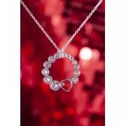 Kette mit Anhänger Herzkristall ca. 42 cm - mit Glaskristallen