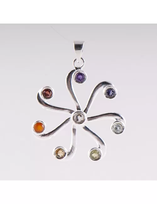 Anhänger - Chakrarad - 925 Sterling Silber, ca. 4 cm