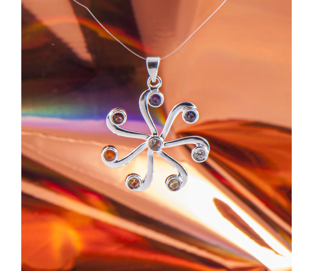 Anhänger - Chakrarad - 925 Sterling Silber, ca. 4 cm