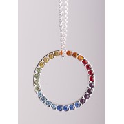 Kette mit Anhänger - Regenbogenkreis - ca. 42 cm  - mit Glaskristallen