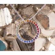 Kette mit Anhänger - Regenbogenkreis - ca. 42 cm  - mit Glaskristallen