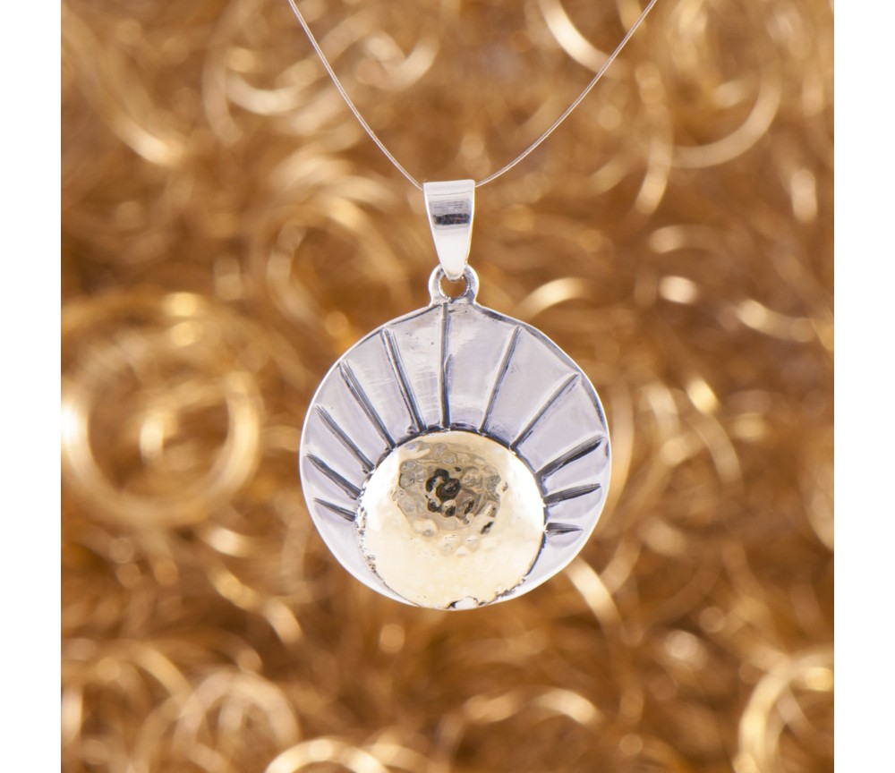 Anhänger - Sonne - 925er Silber mit Messingsonne