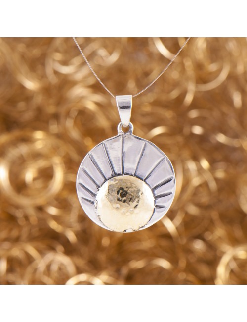 Anhänger - Sonne - 925er Silber mit Messingsonne