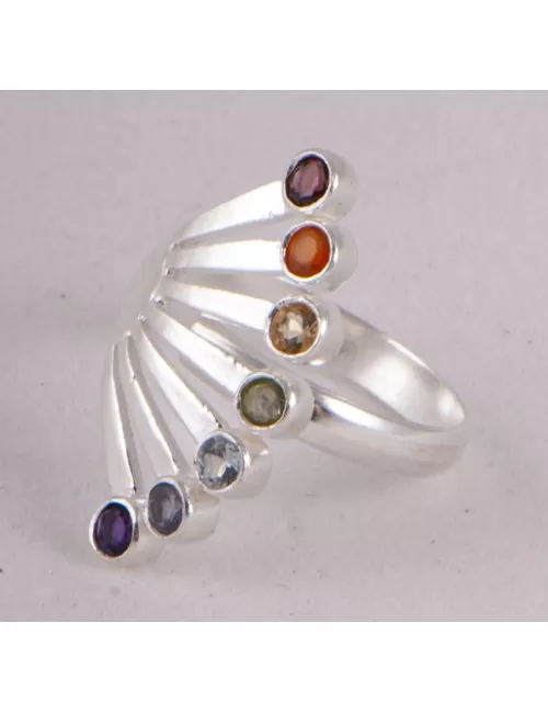 Ring - Chakra Fächer - verstellbar aus 925 Sterling Silber