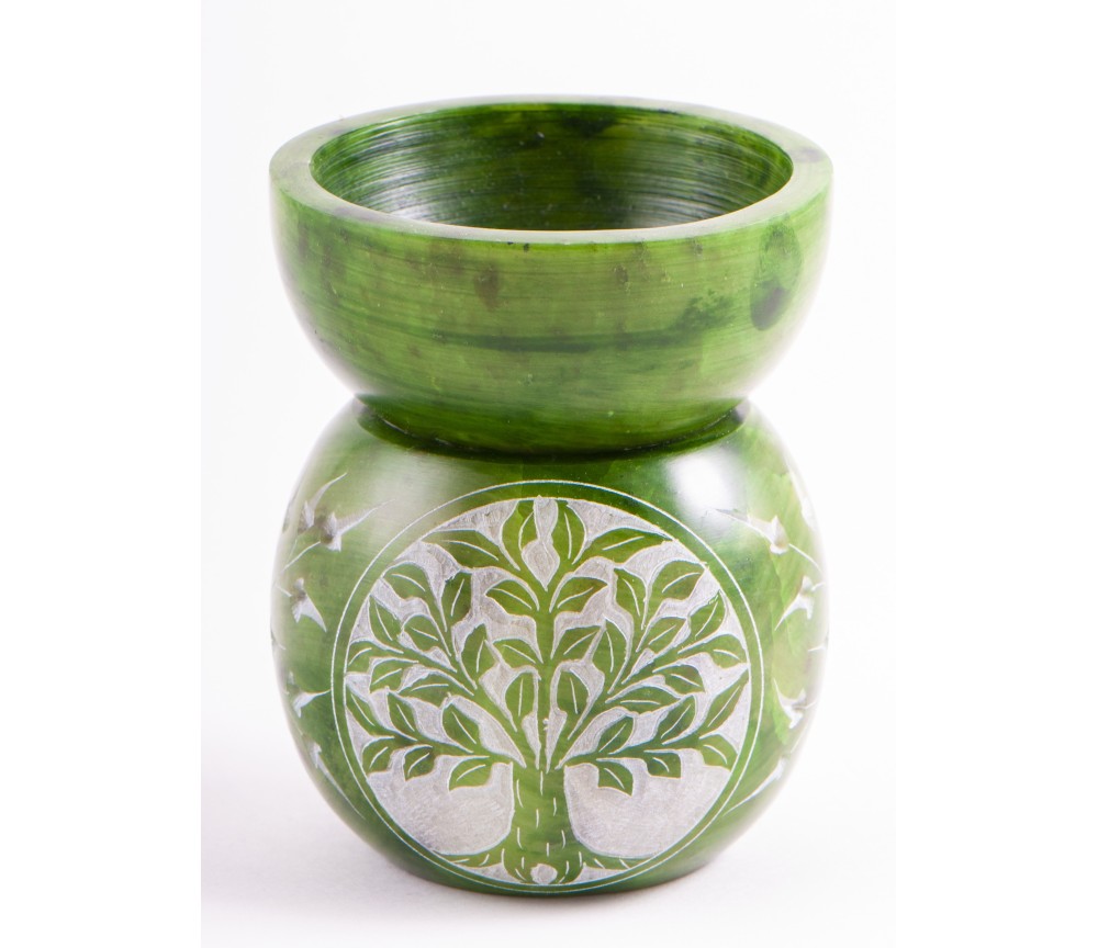 Aromalampe - Kugel Yggdrasil, grün aus Speckstein