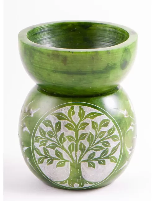 Aromalampe - Kugel Yggdrasil, grün aus Speckstein