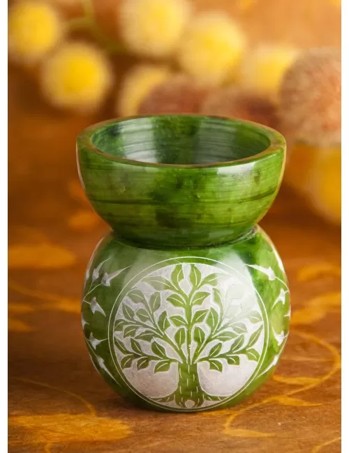 Aromalampe - Kugel Yggdrasil, grün aus Speckstein