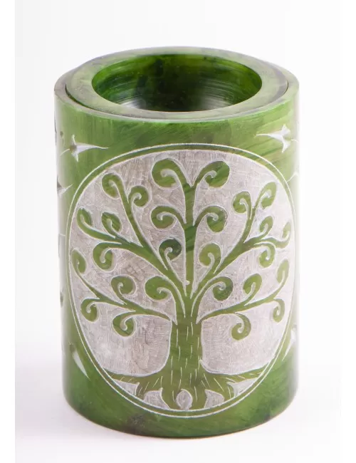 Aromalampe - Zylinder Yggdrasil, grün aus Speckstein