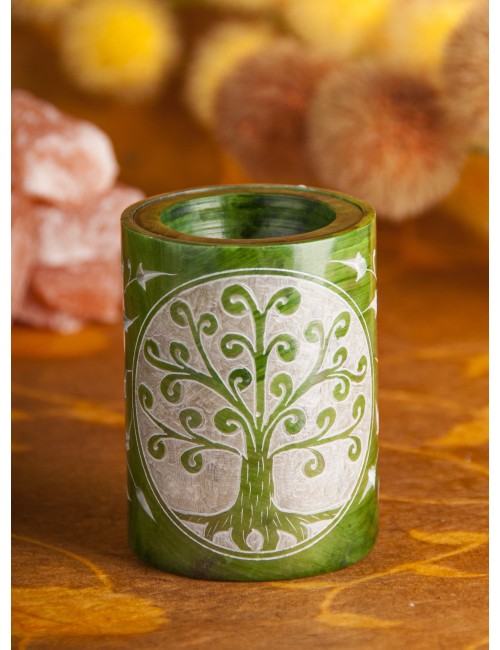 Aromalampe - Zylinder Yggdrasil, grün aus Speckstein