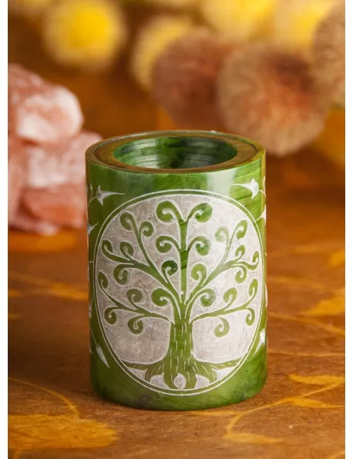 Aromalampe - Zylinder Yggdrasil, grün aus Speckstein