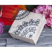 Holztruhe Schatz - & Holzbox - Mandala Silber, klein Mangoholz ca. 13,5x13,5x6,5cm
