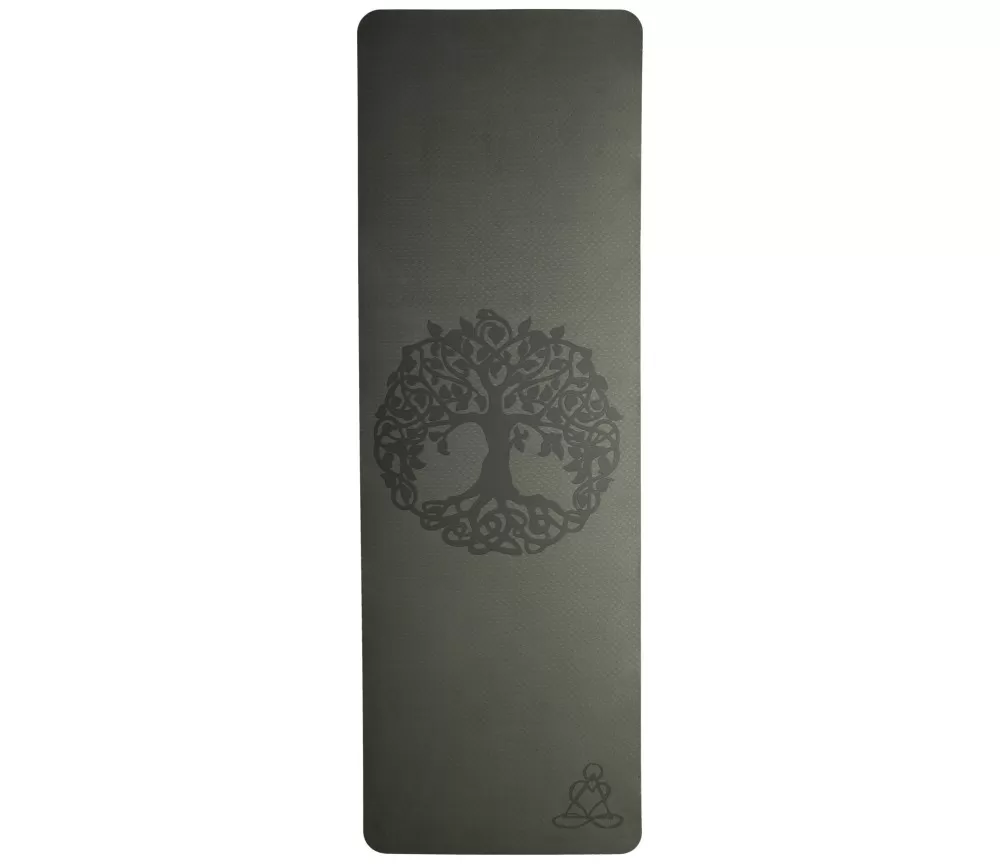 Yogamatte mit Blume des Lebens - 6 mm - TPE ecofriendly - dunkelgrün/ hellgrün