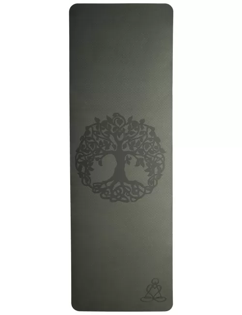 Yogamatte mit Blume des Lebens - 6 mm - TPE ecofriendly - dunkelgrün/ hellgrün