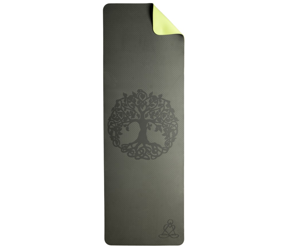 Yogamatte mit Blume des Lebens - 6 mm - TPE ecofriendly - dunkelgrün/ hellgrün